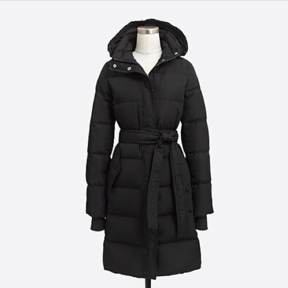 🪶 J. Crew Hood & Belt Long Down Coat 🦆